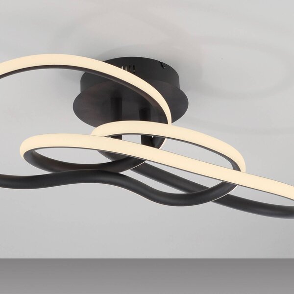 Paul Neuhaus Lampa sufitowa TWIST, możliwość ściemniania, czarny, salon / jadalnia, aluminium, nowoczesny