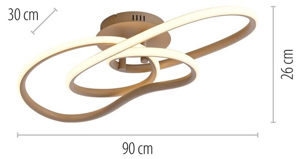 Paul Neuhaus Lampa sufitowa TWIST, możliwość ściemniania, kremowy / amber, salon / jadalnia, aluminium, nowoczesny