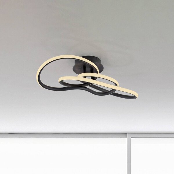 Paul Neuhaus Lampa sufitowa TWIST, możliwość ściemniania, czarny, salon / jadalnia, aluminium, nowoczesny