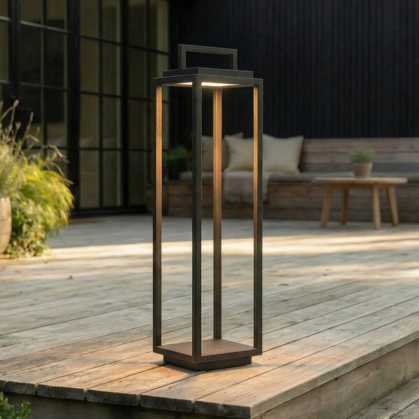 Lampa zewnętrzna Lucande LED Elaja, czarna, akumulator, USB, ściemniana Elaja Lucande, możliwość ściemniania, czarny, aluminium, nowoczesny
