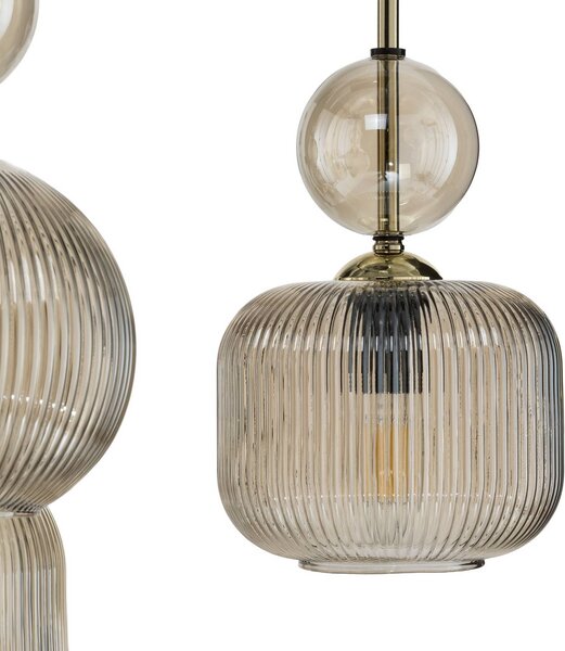 Lampa wisząca szklana Sophia TK Lighting, możliwość ściemniania, aluminiowy / szary / cynkowy, salon / jadalnia, szkło