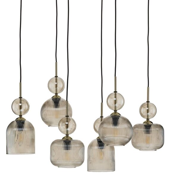 Lampa wisząca szklana Sophia TK Lighting, możliwość ściemniania, aluminiowy / szary / cynkowy, salon / jadalnia, szkło