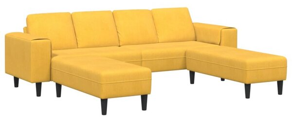 Nowoczesna sofa w ksztaÅcie u w jasnoÅ¼Ã³Åtym sztruksie - elegancki wybÃ³r do salonu