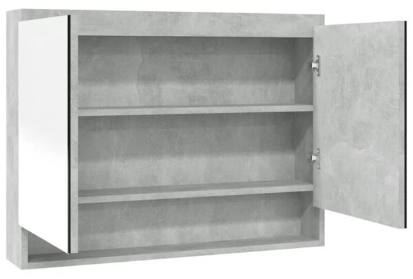 Szafka łazienkowa z lustrem, 80x15x60 cm, mdf, szarość betonu