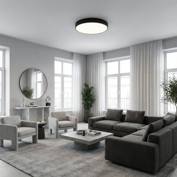 NOWOCZESNA LAMPA SUFITOWA PLAFON CZARNY ORBO D50