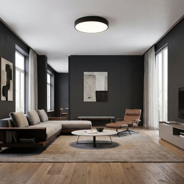 NOWOCZESNA LAMPA SUFITOWA PLAFON CZARNY ORBO D50