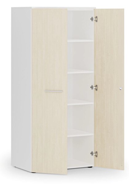 Szafa biurowa z drzwiami PRIMO WHITE, 800 x 500 x 1781 mm, biały/brzoza
