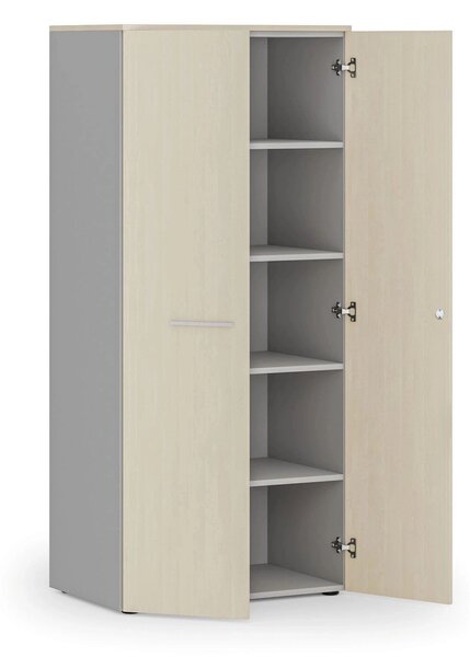 Szafa biurowa z drzwiami PRIMO GRAY, 800 x 500 x 1781 mm, szary/brzoza