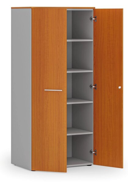 Szafa biurowa z drzwiami PRIMO GRAY, 800 x 500 x 1781 mm, szary/czereśnia