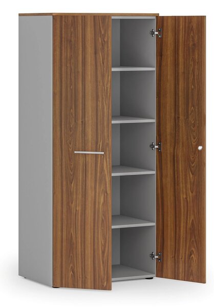 Szafa biurowa z drzwiami PRIMO GRAY, 800 x 500 x 1781 mm, szary/orzech