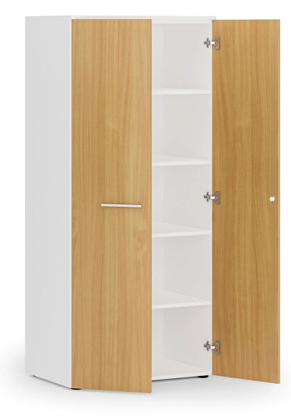 Szafa biurowa z drzwiami PRIMO WHITE, 800 x 500 x 1781 mm, biały/buk