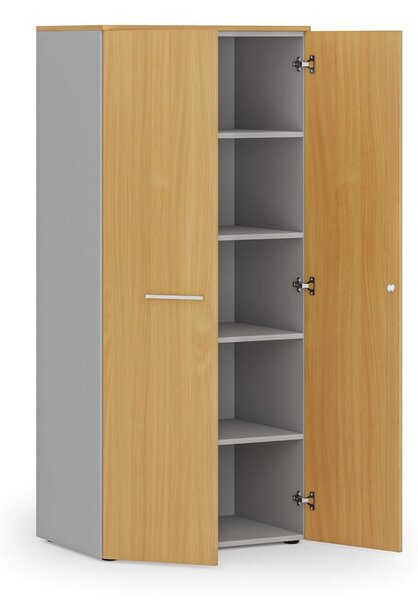 Szafa biurowa z drzwiami PRIMO GRAY, 800 x 500 x 1781 mm, szary/buk