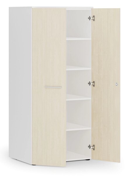 Szafa biurowa z drzwiami PRIMO WHITE, 1781 x 800 x 600 mm, biały/brzoza