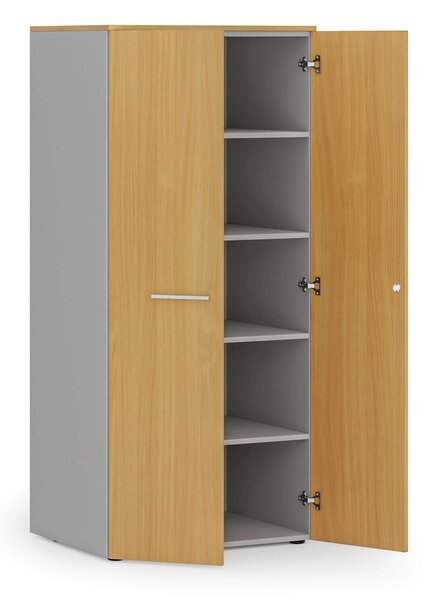 Szafa biurowa z drzwiami PRIMO GRAY, 1781 x 800 x 600 mm, szary/buk