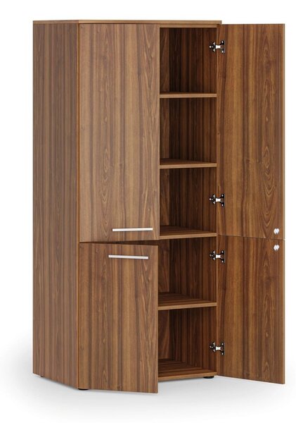 Szafa biurowa pół-drzwi PRIMO WOOD, 800 x 500 x 1781 mm, orzech