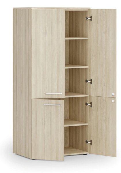 Szafa biurowa pół-drzwi PRIMO WOOD, 800 x 500 x 1781 mm, dąb naturalny