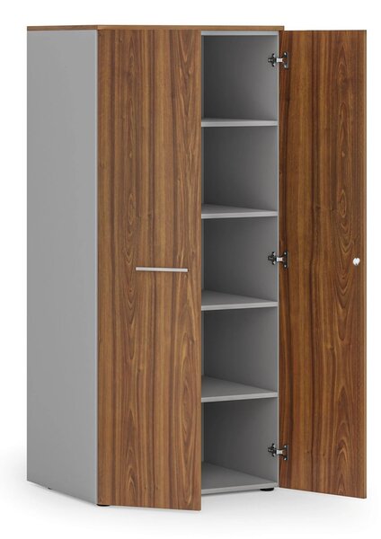 Szafa biurowa z drzwiami PRIMO GRAY, 1781 x 800 x 600 mm, szary/orzech