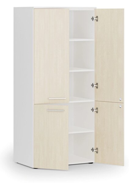 Szafa biurowa pół-drzwi PRIMO WHITE, 800 x 500 x 1781 mm, biały/brzoza