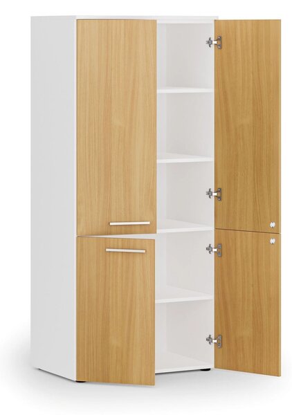 Szafa biurowa pół-drzwi PRIMO WHITE, 800 x 500 x 1781 mm, biały/buk