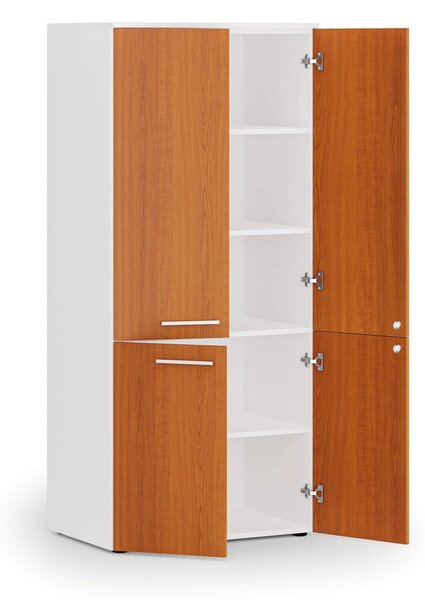 Szafa biurowa pół-drzwi PRIMO WHITE, 800 x 500 x 1781 mm, biały/czereśnia