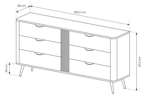 Komoda Edrin 163 cm z szufladami - dąb dunin / czarny