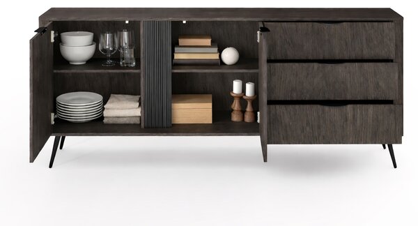 Komoda Edrin 195 cm z szufladami - dąb dunin / czarny