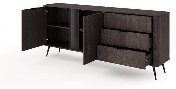 Komoda Edrin 195 cm z szufladami - dąb dunin / czarny