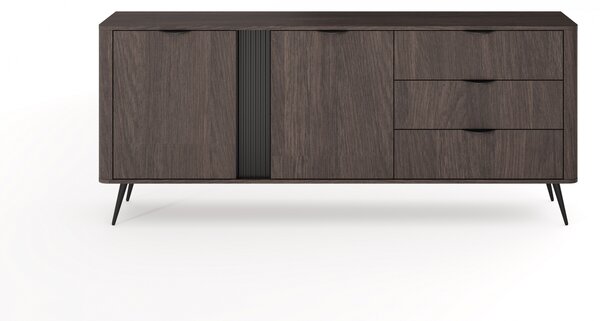 Komoda Edrin 195 cm z szufladami - dąb dunin / czarny