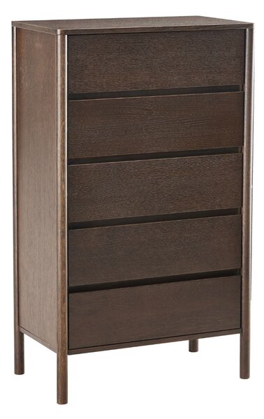 Wysoka komoda Blair z 5 szufladami (CD02) przydymiony dąb 70x118 cm