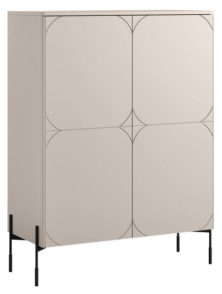 Komoda wysoka Sonatia 120 cm dwudrzwiowa z dwoma ukrytymi szufladami - kaszmir