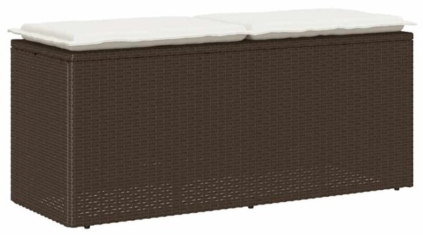 Ławka ogrodowa z poduszką brązowa 110x40x44 cm polirattan
