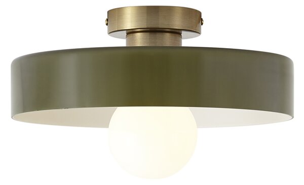 Retro lampa sufitowa brązowa z zielonym szkłem - Jina