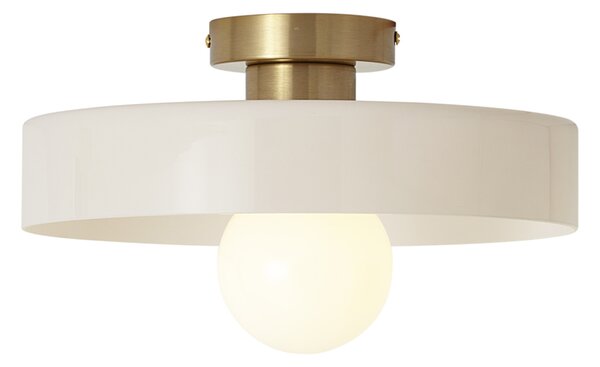 Lampa sufitowa w stylu retro brązowa z beżowym szkłem - Jina