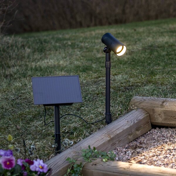 STAR TRADING Reflektor solarny spot LED Powerspot 53 cm, 250 lm, czarny, z kołkiem do wbicia, czarny, tworzywo sztuczne, nowoczesny