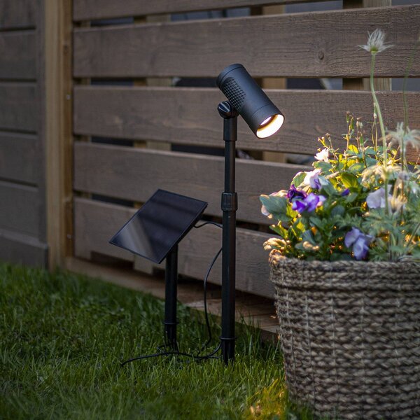 STAR TRADING Reflektor solarny spot LED Powerspot 53 cm, 250 lm, czarny, z kołkiem do wbicia, czarny, tworzywo sztuczne, nowoczesny