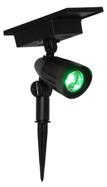 STAR TRADING Reflektor solarny spot LED 19 cm RGBW, 80 lm, czarny, z kołkiem do wbijania w Powerspot, czarny, tworzywo sztuczne, nowoczesny