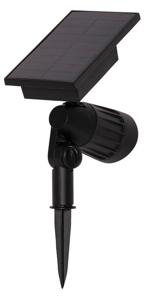 STAR TRADING Reflektor solarny spot LED 19 cm RGBW, 80 lm, czarny, z kołkiem do wbijania w Powerspot, czarny, tworzywo sztuczne, nowoczesny