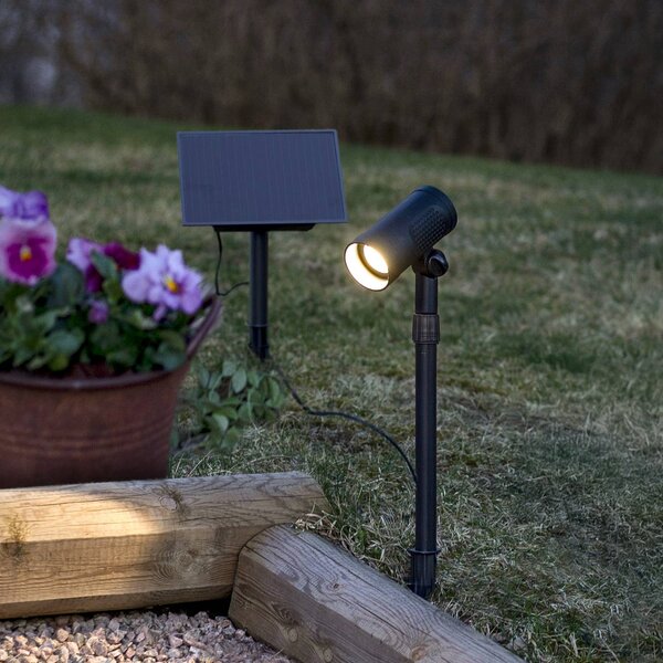 STAR TRADING Reflektor solarny spot LED Powerspot 53 cm, 250 lm, czarny, z kołkiem do wbicia, czarny, tworzywo sztuczne, nowoczesny