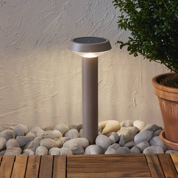 STAR TRADING Lampa z grotem ziemnym LED i panelem słonecznym „Casa”, beżowa, wysokość 45 cm Casa, kremowy / amber, stal szlachetna, nowoczesny
