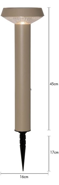 STAR TRADING Lampa z grotem ziemnym LED i panelem słonecznym „Casa”, beżowa, wysokość 45 cm Casa, kremowy / amber, stal szlachetna, nowoczesny
