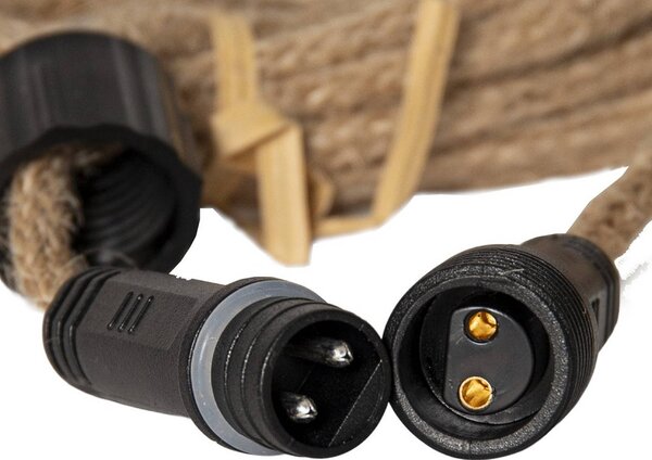 STAR TRADING Łańcuch świetlny LED Jutta Outdoor, 10-punktowa, 5 m, juta, IP44 Outdoor, kremowy / amber, tkanina / materiał / jedwab