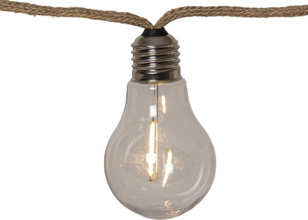 STAR TRADING Łańcuch świetlny LED Jutta Outdoor, 10-punktowa, 5 m, juta, IP44 Outdoor, kremowy / amber, tkanina / materiał / jedwab