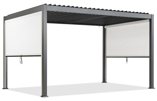 Pergola tarasowa wolnostojąca Lagos 3x4 z roletami na boki o długości 3 m Garden Point antracytowo - biała