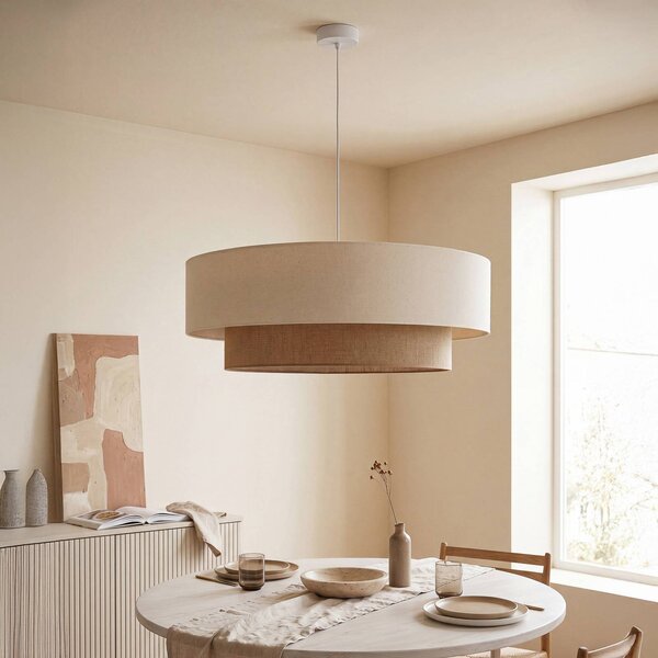 Lampa wisząca Boho Duolla, kremowy / amber, sypialnia, tkanina / materiał / jedwab