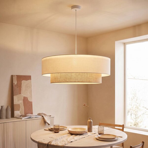 Lampa wisząca Boho Duolla, kremowy / amber, sypialnia, tkanina / materiał / jedwab