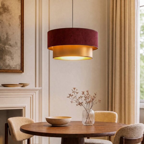 Lampa wisząca Dorina Duolla, czerwony, sypialnia, tkanina / materiał / jedwab, młodzieżowy