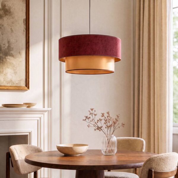 Lampa wisząca Dorina Duolla, czerwony, sypialnia, tkanina / materiał / jedwab, młodzieżowy
