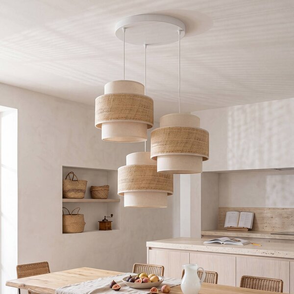 Lampa wisząca Space Duolla, kremowy / amber, sypialnia, tkanina / materiał / jedwab, młodzieżowy