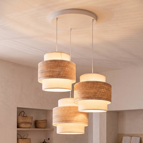 Lampa wisząca Space Duolla, kremowy / amber, sypialnia, tkanina / materiał / jedwab, młodzieżowy