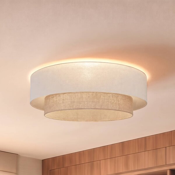 Lampa sufitowa Boho Duolla, kremowy / amber, przedpokój, tkanina / materiał / jedwab